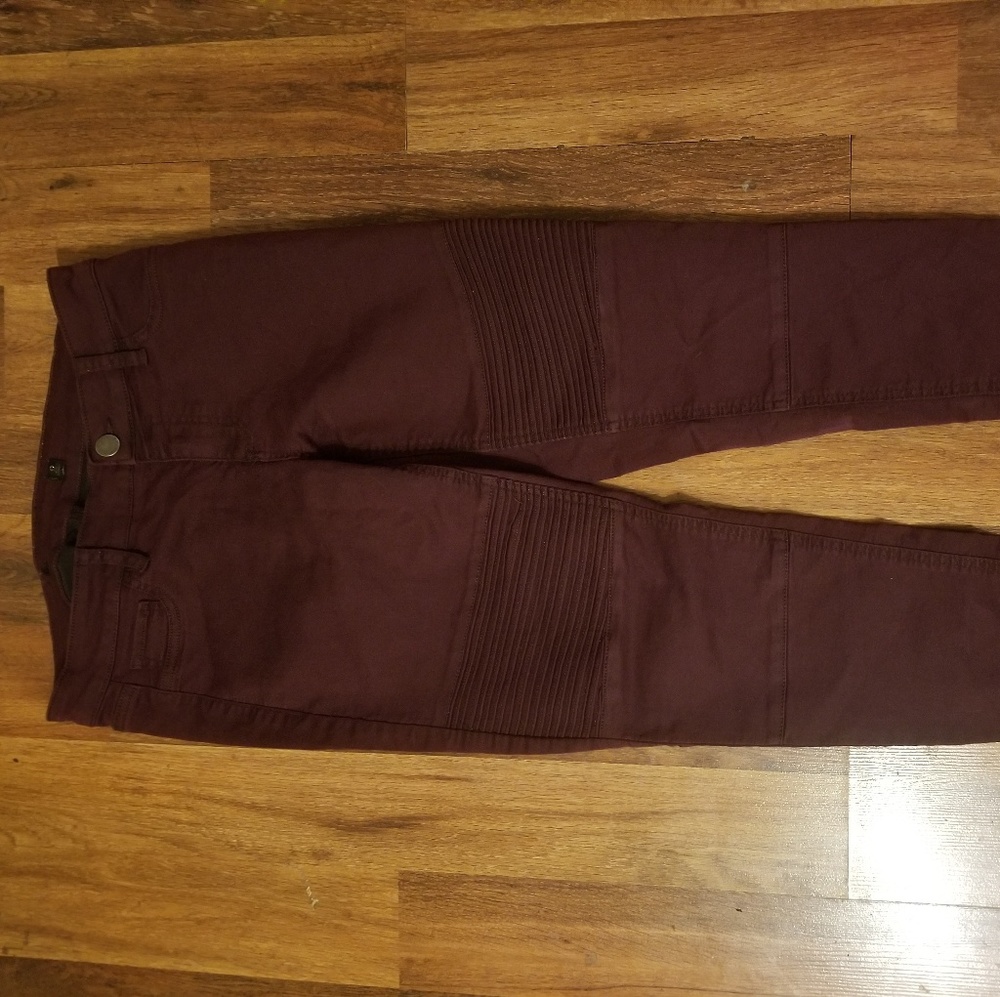 Burgundy/maroon colored jeans